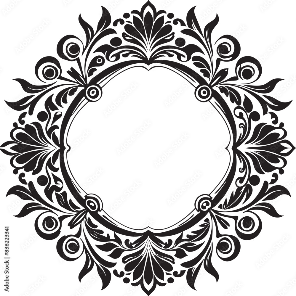 frame with floral ornament illustration black and white frame with floral ornament illustration black and white
