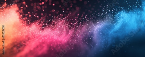 Colorful abstract vortex with glowing particles on dark background photo