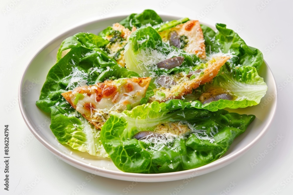 Healthy Caesar Salad with Freshly Grated Parmesan and Creamy Dressing Healthy Caesar Salad with Freshly Grated Parmesan and Creamy Dressing