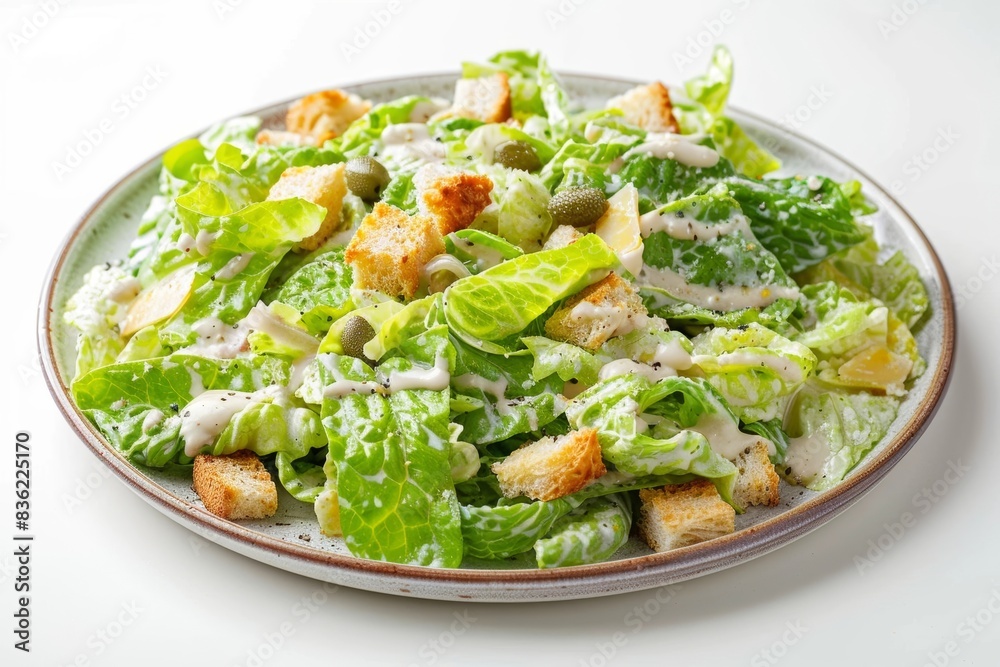 Classic Caesar Salad with Freshly Grated Parmesan and Crunchy Croutons Classic Caesar Salad with Freshly Grated Parmesan and Crunchy Croutons