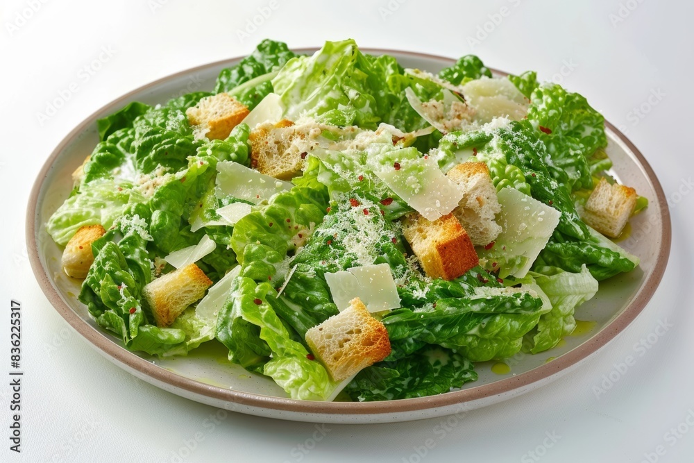 Crisp Romaine Caesar Salad with Homemade Creamy Dressing and Garlic Croutons Crisp Romaine Caesar Salad with Homemade Creamy Dressing and Garlic Croutons
