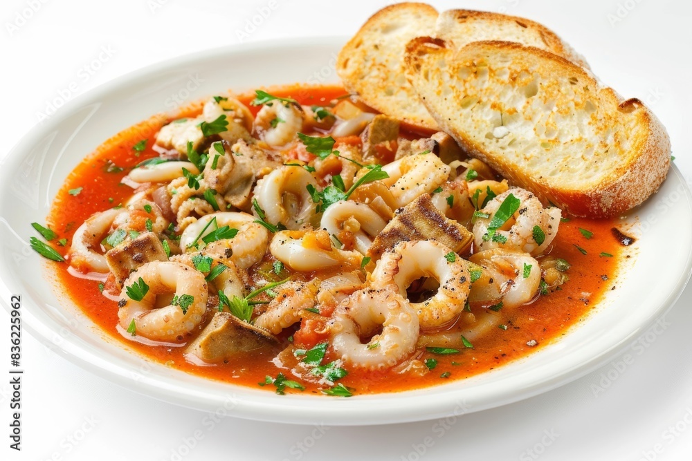 Classic Calamari Stew with Garlic Infused Toast Classic Calamari Stew with Garlic Infused Toast
