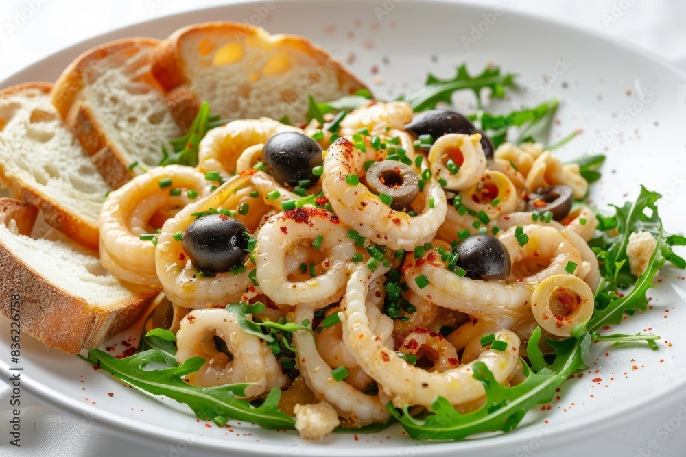 Gourmet Calamari Noodles with Black Olives and Arugula Gourmet Calamari Noodles with Black Olives and Arugula