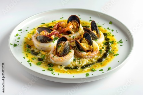 Sumptuous Ink Sauce with Saffron Risotto and Shellfish