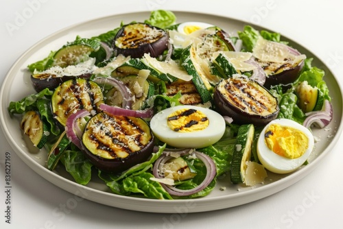 Artfully Arranged Caesar Salad with Charred Grilled Vegetables