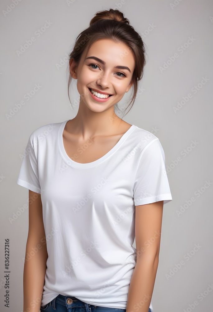 Beautiful Women in White Tshirt mockup Beautiful Women in White Tshirt mockup