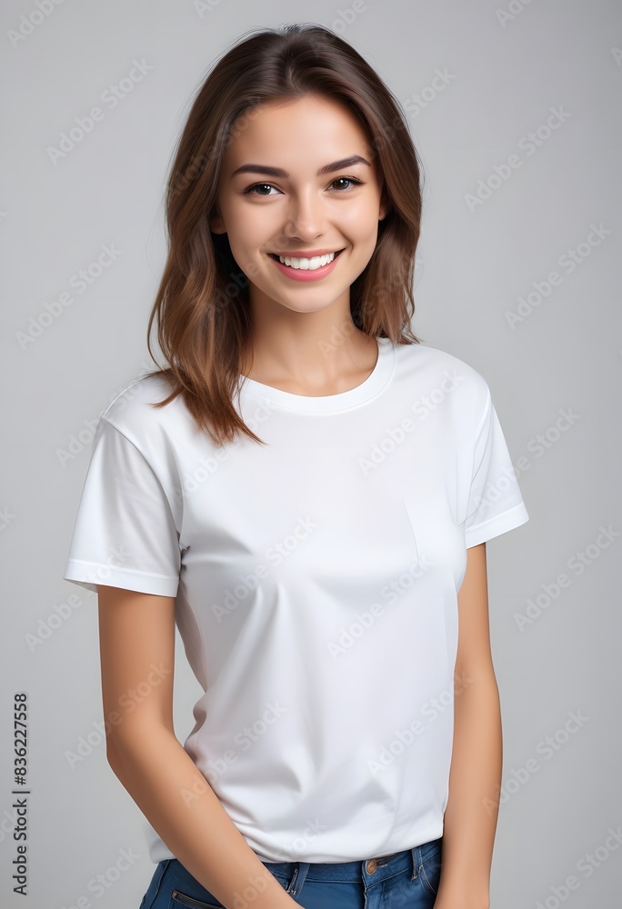 Beautiful Women in White Tshirt mockup Beautiful Women in White Tshirt mockup