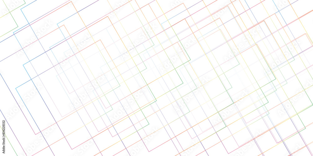 Abstract multi-colored overlapped shapes on white background. Technology concept geometric line vector background. Multicolor Stripes background design with layers. Abstract multi-colored overlapped shapes on white background. Technology concept geometric line vector background. Multicolor Stripes background design with layers.