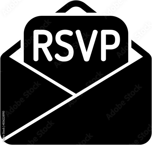 RSVP invitation simple black flat icon symbol  sign