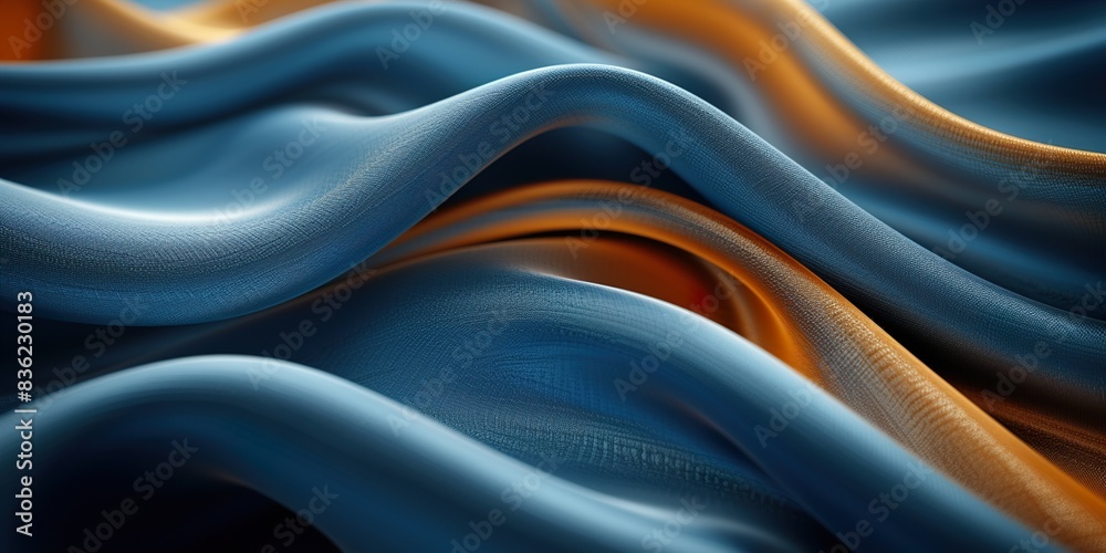 Obraz premium Rich teal and gold fabric textured curves for wallpaper or background