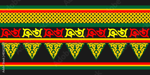 Acehnese batik motifs. Traditional art patterns from the province of Aceh. Indonesia. Usually found in traditional Acehnese house carvings or as Batik decoration