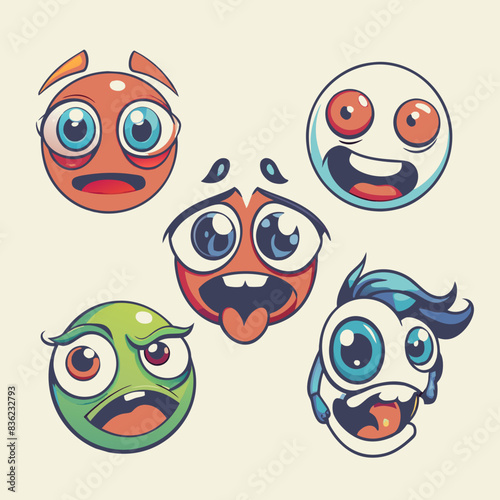 Wallpaper Mural vector colorful cartoon eyes expression set Torontodigital.ca