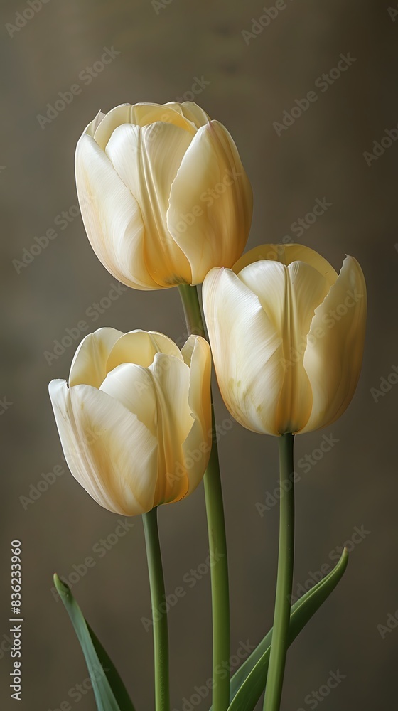 Obraz premium Close-Up of Elegant Yellow Tulips