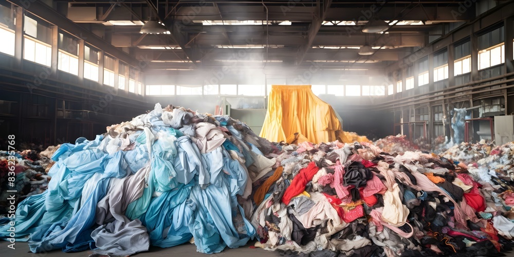 Clothing scraps in waste sorting facility highlight environmental