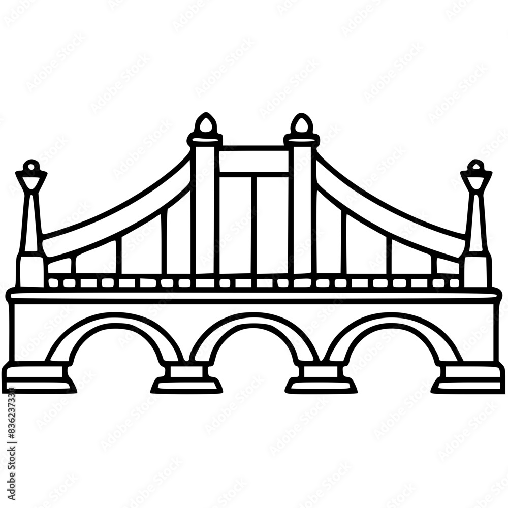 Obraz premium Bridge icon, architecture icon, transportation icon, construction icon, building icon, travel icon, business icon, industry icon, industrial icon, railway icon, pillar icon, urban icon, drawbridge