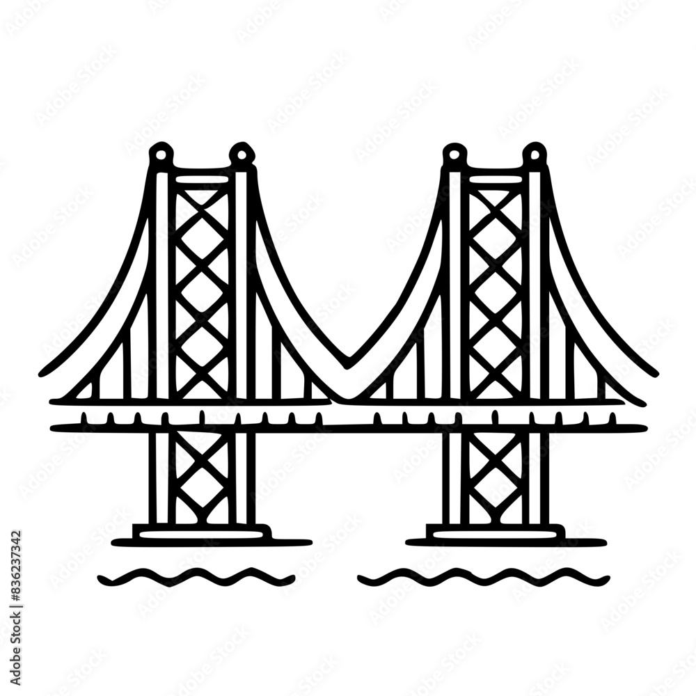 Obraz premium Bridge icon, architecture icon, transportation icon, construction icon, building icon, travel icon, business icon, industry icon, industrial icon, railway icon, pillar icon, urban icon, drawbridge