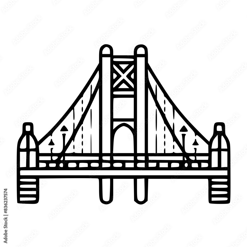 Obraz premium Bridge icon, architecture icon, transportation icon, construction icon, building icon, travel icon, business icon, industry icon, industrial icon, railway icon, pillar icon, urban icon, drawbridge