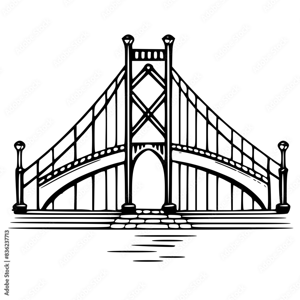 Fototapeta premium Bridge icon, architecture icon, transportation icon, construction icon, building icon, travel icon, business icon, industry icon, industrial icon, railway icon, pillar icon, urban icon, drawbridge