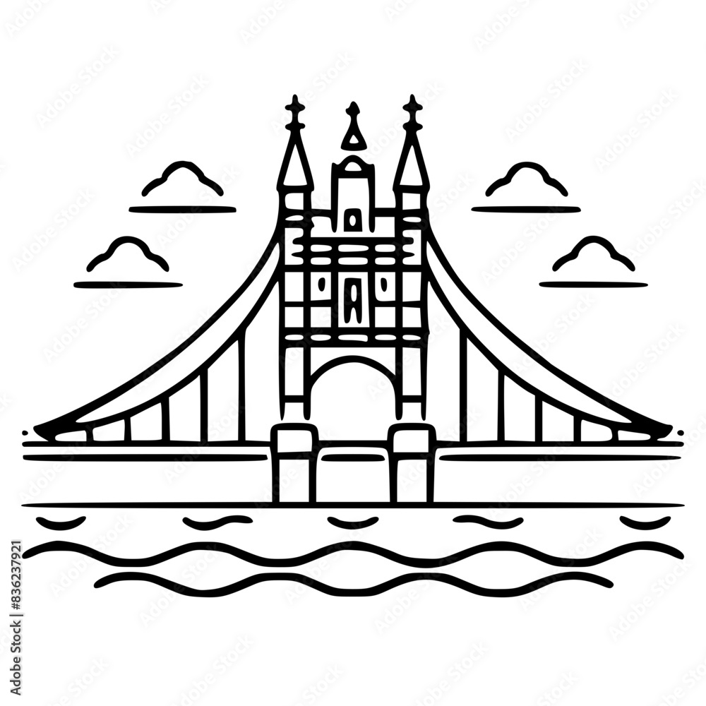Fototapeta premium Bridge icon, architecture icon, transportation icon, construction icon, building icon, travel icon, business icon, industry icon, industrial icon, railway icon, pillar icon, urban icon, drawbridge