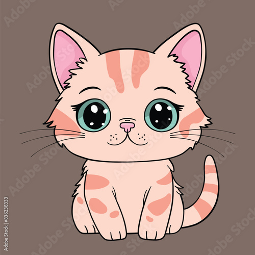 Cute kitten hand drawn cartoon vector illustration, sketch