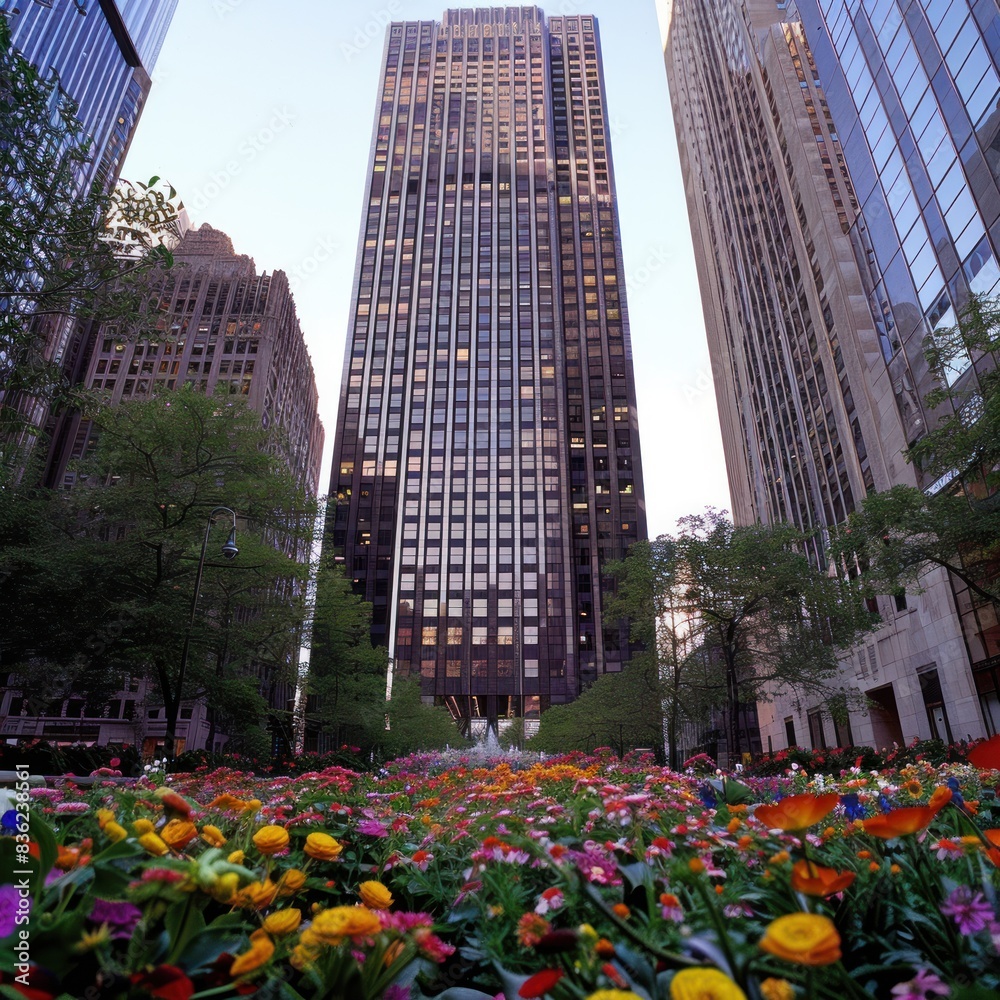 Beautiful garden in front of building Beautiful garden in front of building