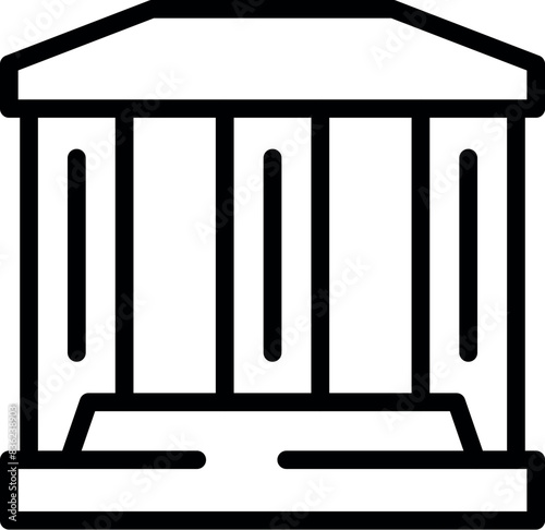 Minimalist black and white vector illustration of an iconic government building symbolizing authority and governance in classical architecture