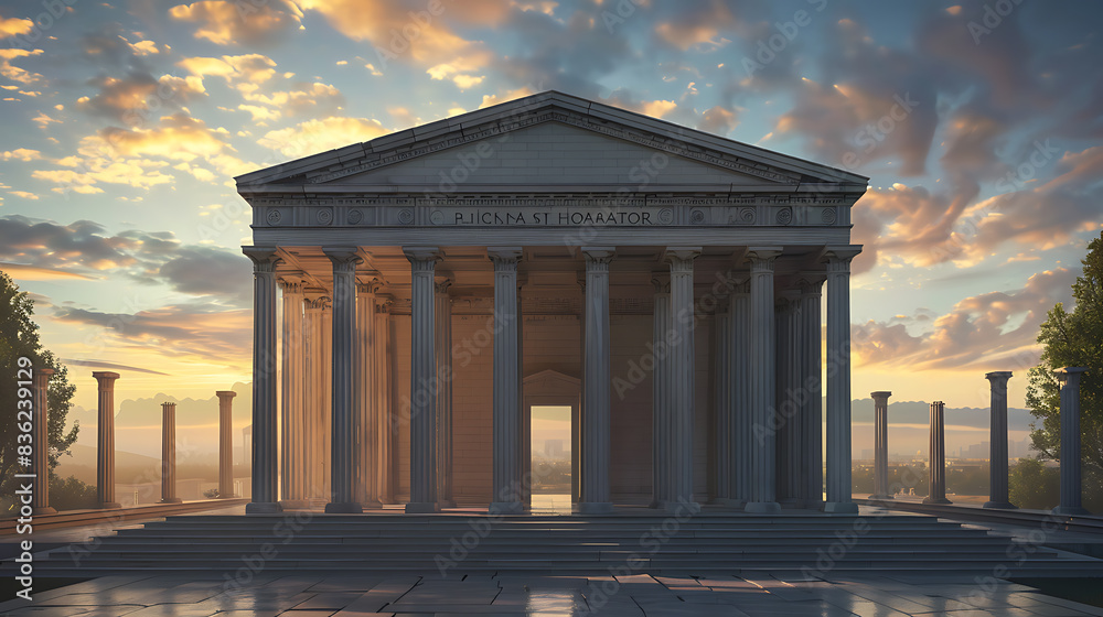 Obraz premium Neoclassical Building with Symmetrical Design