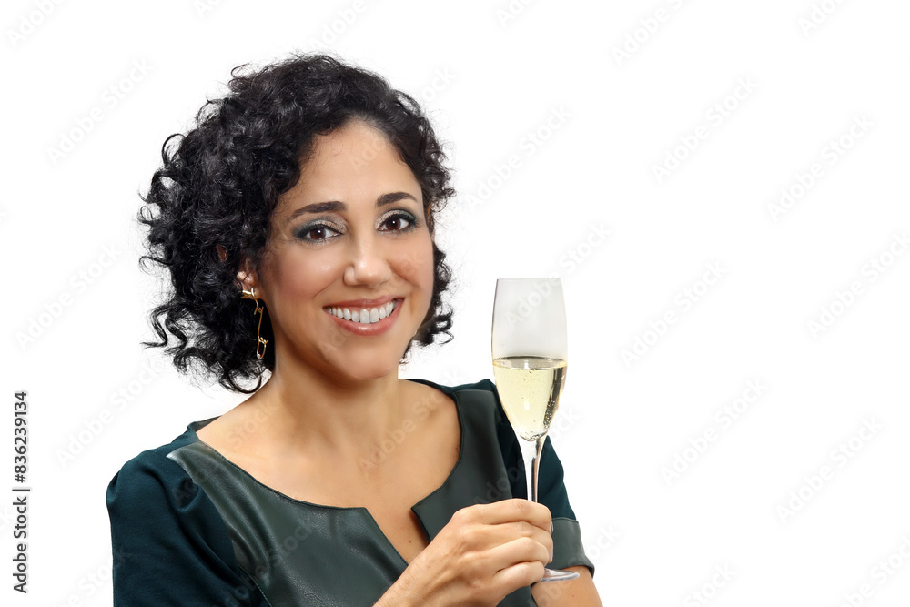 sommelier girl with her glass of prosecco on neutral background sommelier girl with her glass of prosecco on neutral background