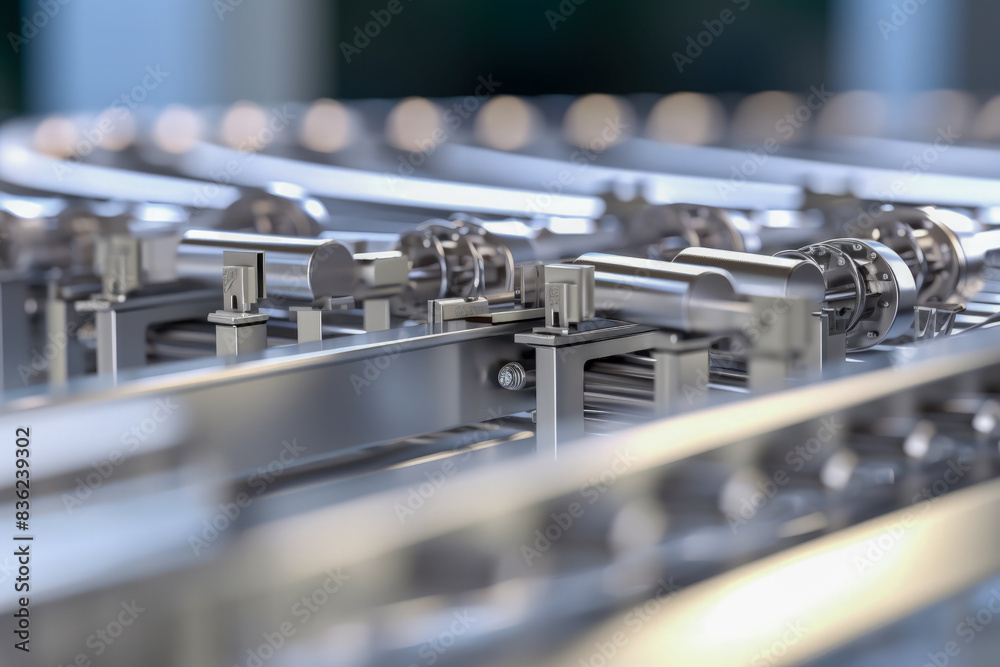 Blank conveyors on a blurred factory background Blank conveyors on a blurred factory background