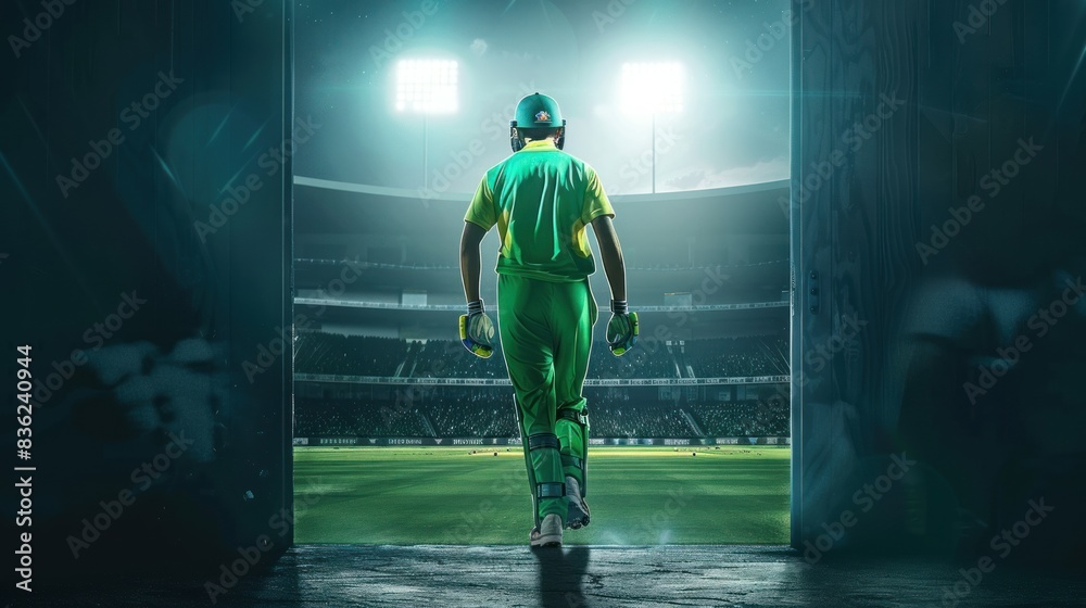 Fototapeta premium A cricket player walking on the ground