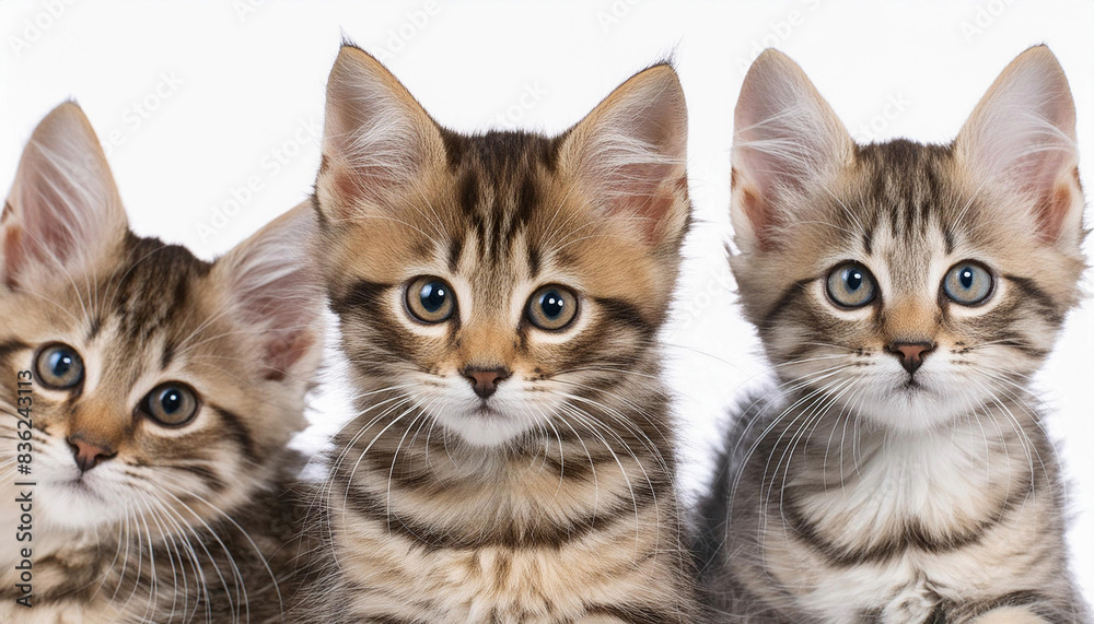 group of kittens on white background group of kittens on white background
