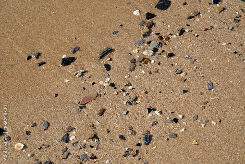 Abstract scene of brown sand beach and sea wave with stone texture background Abstract scene of brown sand beach and sea wave with stone texture background