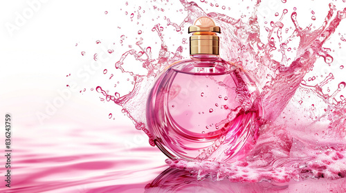 pink perfume bottle with drops