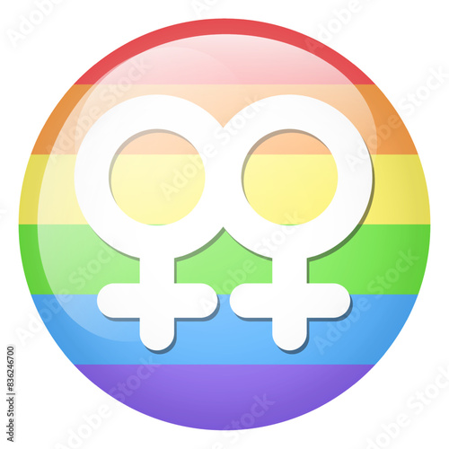gender lgbt symbol of two women. Lesbian. Round icon. Vector graphics.