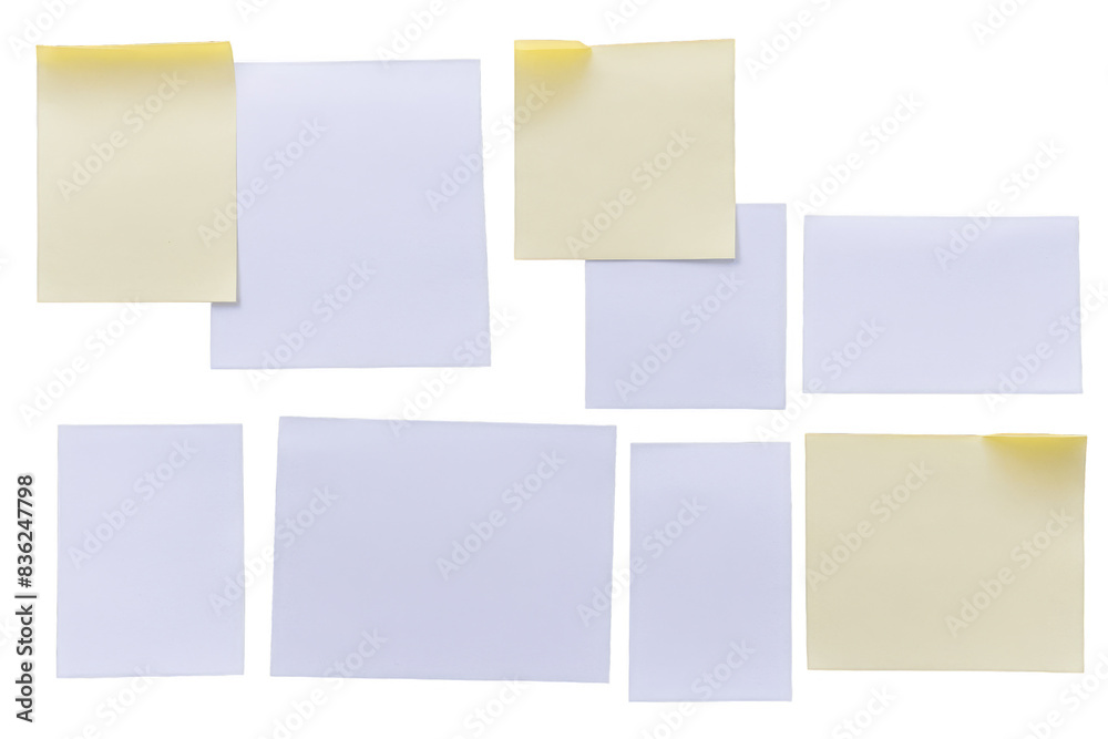 A varied array of blank sticky notes ready to use with a transparent, white background, png, great for office supply mock-ups A varied array of blank sticky notes ready to use with a transparent, white background, png, great for office supply mock-ups