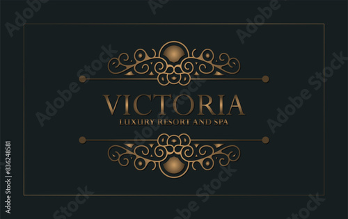Luxury hotel label template. Trendy vintage royal ornament frames illustration.