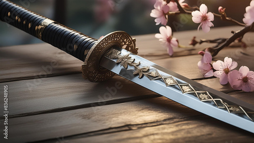 katana on a table