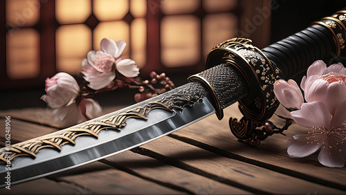 katana on a table