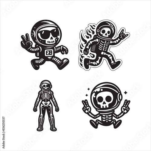 groovy skeleton austrunut cartoon tropical sticker vector design1