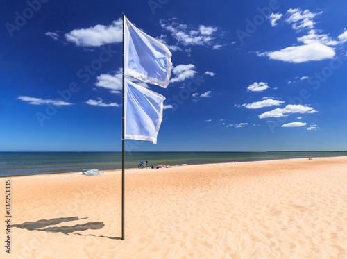 The Blue Flag on the Baltic Sea as a confirmation of the purity of the water and the ecology of the beach. Poland © Patryk Kosmider