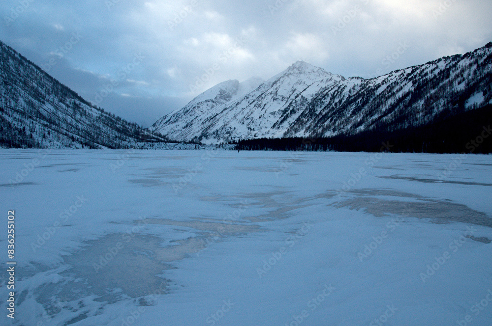 custom made wallpaper toronto digitalSnow-covered winter mountain lake, Russia, Siberia, Altai mountains.