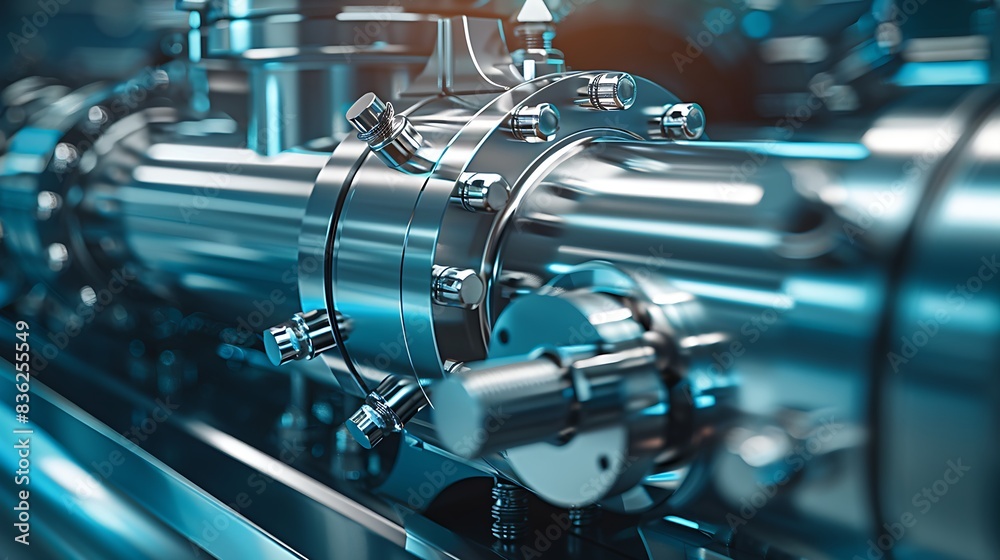 Fototapeta premium Close-Up of Precision Parts in High-Tech Industrial Machinery