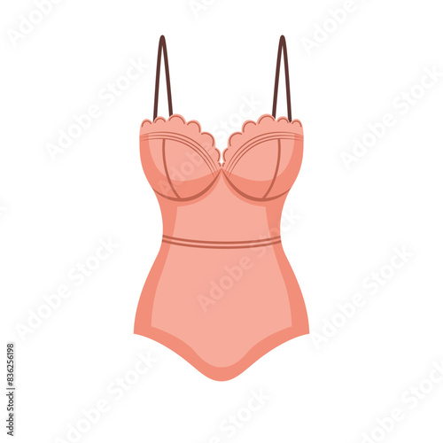 Erotic elegant lingerie with laces. Beachwear bathing suit. Fashion powdery swimsuit