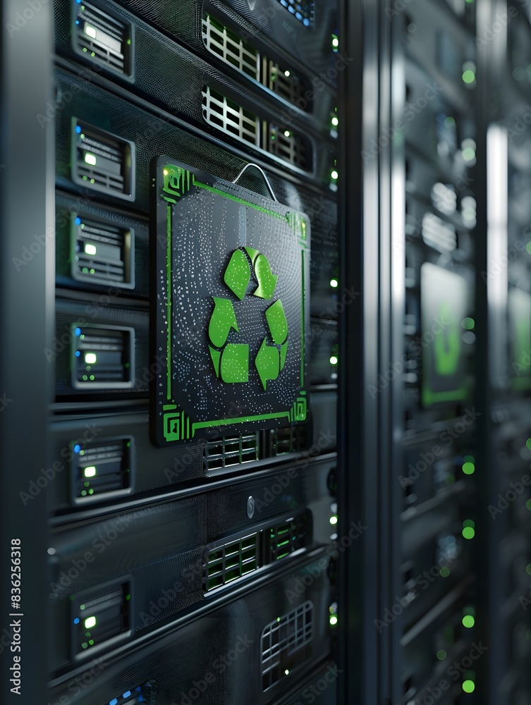 Eco Friendly Data Center Certification Badge 3D Rendered Digital Emblem for Green IT Infrastructure