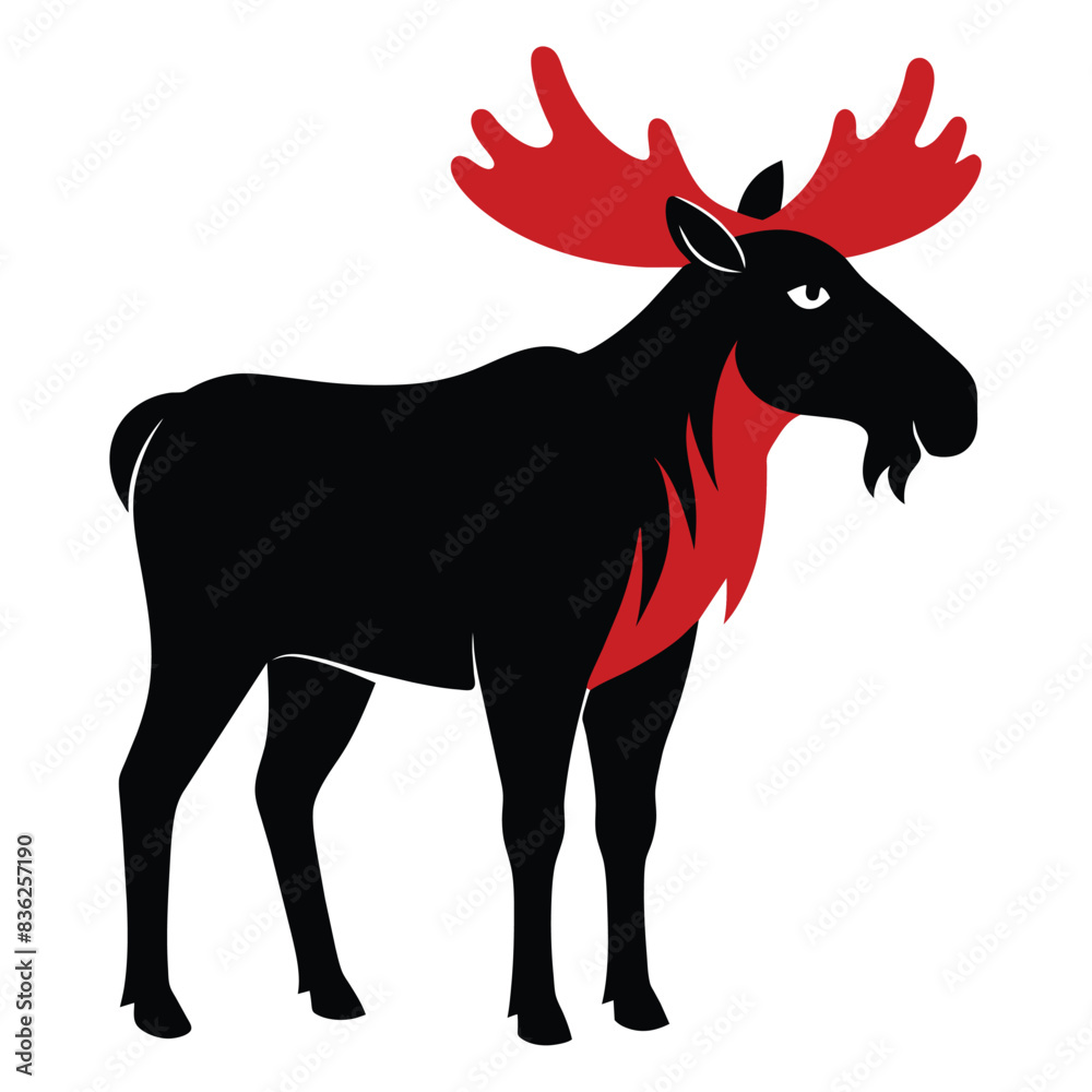 Solid color Cervalces latifrons (Broad Fronted Moose) animal vector design