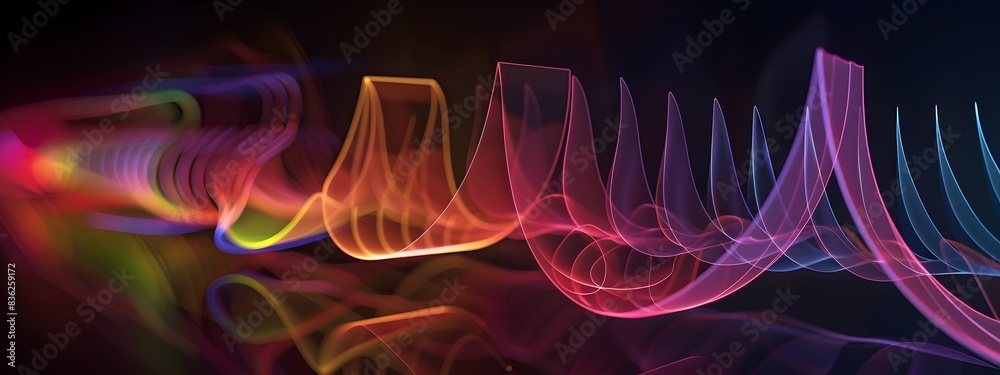 Obraz premium Harmonic Motion Diagram D Rendered of Multiple Frequencies