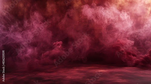 Deep maroon and burgundy smoke with a velvety texture against a rich wine-colored setting