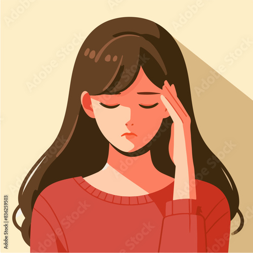 Young man suffering migraine headache problem holding head with hands