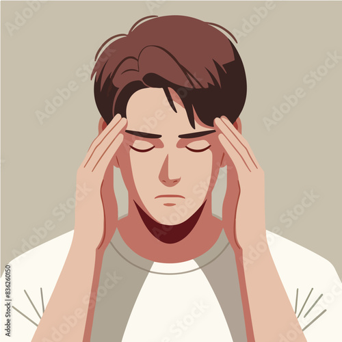 Hand drawn headache cartoon illustration