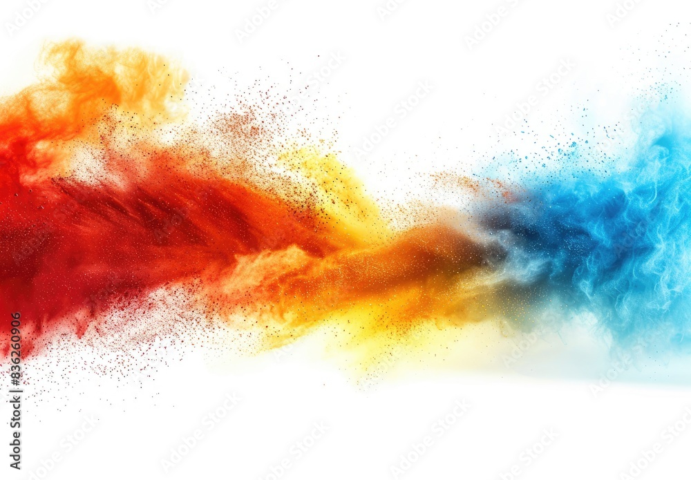 Abstract colorful powder explosion on white background